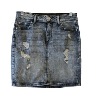 Guess‎ Los Angeles Distressed Denim Skirt Mini Acid Wash Jean Sz S